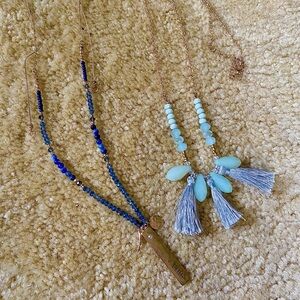 Two long necklaces can be worn together or separately, great for layering.